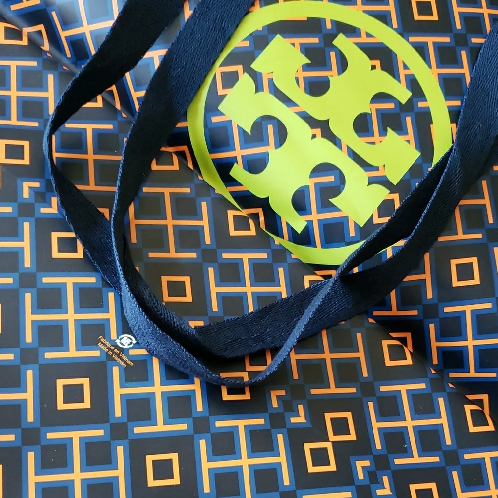 Tory Burch Logo Paper Shoping Bag Navy/pink Multi